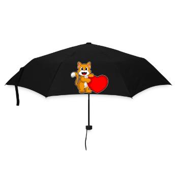 Katze Herz - Regenschirm (klein) - Schwarz - Vorne
