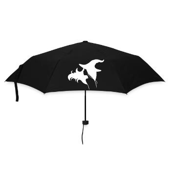 Witch with loose hair and a hat - Umbrella (small) - black - Front