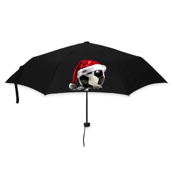 Soccer Christmas Santa Hat Ball - Umbrella (small) - black - Front