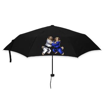 Möpse Jiu-Jitsu Ringer - Regenschirm (klein) - Schwarz - Vorne