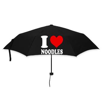 I Love Noodles Heart Funny Witty - Umbrella (small) - black - Front