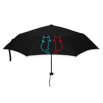 80er 90er Retro Vintage Katzen Katze - Regenschirm (klein) - Schwarz - Vorne