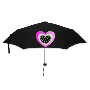 Pfoten mit Herz, Tierliebe - Regenschirm (klein) - Schwarz - Vorne