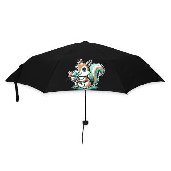 Écureuil de dessin animé mignon avec de la crème glacée - Parapluie standard - noir - Devant