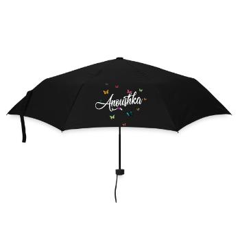 ANOUSHKA - Girl's name with colorful butterflies - Umbrella (small) - black - Front