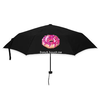 Donut touch me white funny pixel - Regenschirm (klein) - Schwarz - Vorne