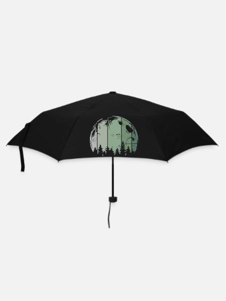 Mond Wald Baum retro vintage Symbol Logo - Regenschirm (klein) - Schwarz