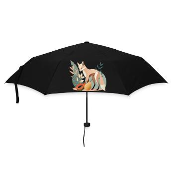 Elegant fox with tropical fruits - Umbrella (small) - black - Front