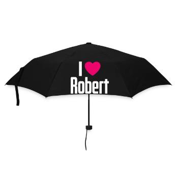 I Love Robert Pinkes Herz Ich liebe Robert - Regenschirm (klein) - Schwarz - Vorne
