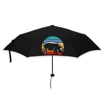 Silhouette rétro de cochon Coucher de soleil vintage - Parapluie standard - noir - Devant