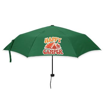 Happy Camper – Tent Motif - Umbrella (small) - bottlegreen - Front