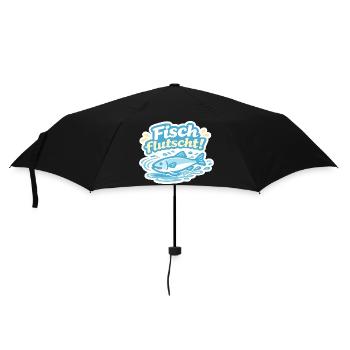 Fisch flutscht! Cartoon-Sticker - Regenschirm (klein) - Schwarz - Vorne