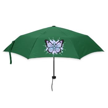 Blauer Schmetterling Spritzkunst - Regenschirm (klein) - Flaschengrün - Vorne