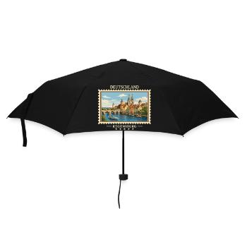 Deutschland Regensburg Vintage Reisemarke - Regenschirm (klein) - Schwarz - Vorne