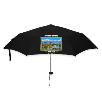 Vereinigte Staaten Denver Vintage Reisemarke - Regenschirm (klein) - Schwarz - Vorne