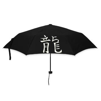 Drache Chinesisch - Regenschirm (klein) - Schwarz - Vorne