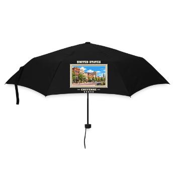 Vereinigte Staaten Cheyenne Vintage Reisemarke - Regenschirm (klein) - Schwarz - Vorne