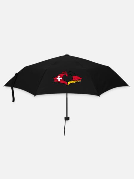 Schweiz Deutschland Flagge Hände Herzform used - Regenschirm (klein) - Schwarz