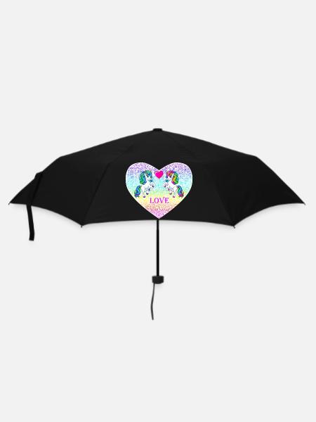 Unicorn Couple Heart Love Valentine's Day 2022 - Umbrella (small) - black
