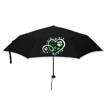 Herz mit Pfötchen und Sternen - Regenschirm (klein) - Schwarz - Vorne