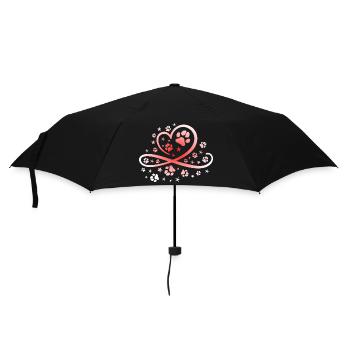 Herz mit Pfötchen und Sternen - Regenschirm (klein) - Schwarz - Vorne