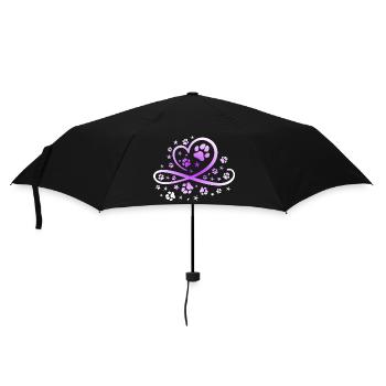 Herz mit Pfötchen und Sternen - Regenschirm (klein) - Schwarz - Vorne