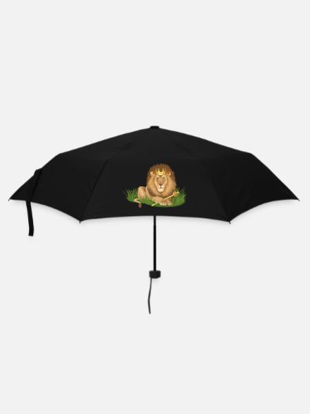 Lion King of the animals with crown on the meadow - Umbrella (small) - black