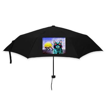 Cybercat - Regenschirm (klein) - Schwarz - Vorne