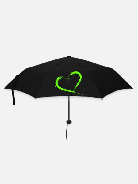 Heart Design Brush Green Light Green - Umbrella (small) - black