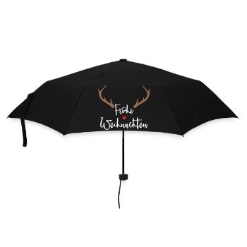 Frohe Weihnachten Rentier Geweih Dekoration - Regenschirm (klein) - Schwarz - Vorne