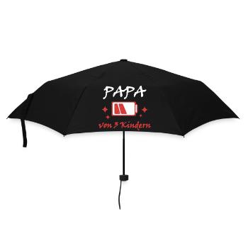 Akku leer Papa von 3 Kindern Vater Vatertag Kind - Regenschirm (klein) - Schwarz - Vorne