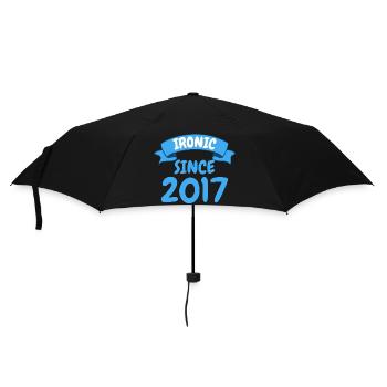 Ironisch seit 2017 Party Geschenk 6. Geburtstag - Regenschirm (klein) - Schwarz - Vorne