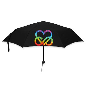 Polyamorie Infinity Herz - Poly Love Heart - Regenschirm (klein) - Schwarz - Vorne
