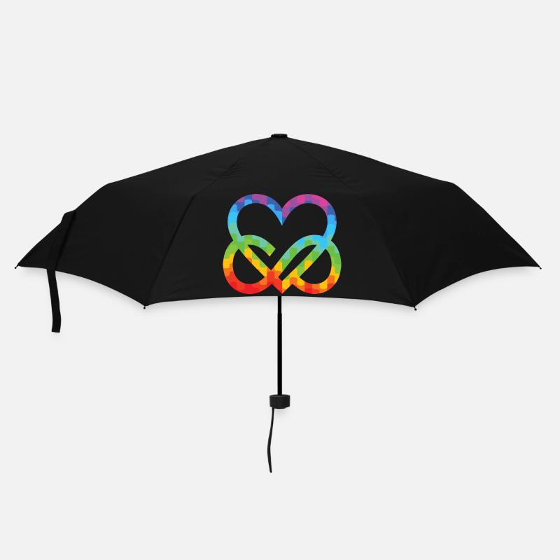 Polyamorie Infinity Herz - Poly Love Heart - Regenschirm (klein) - Schwarz
