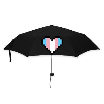 Transgender Pride Pixel Art Herz - Regenschirm (klein) - Schwarz - Vorne