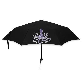 "Oktopus", Boho Line Art Design, Serie "Ocean" - Regenschirm (klein) - Schwarz - Vorne