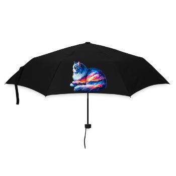 Katze - Regenschirm (klein) - Schwarz - Vorne