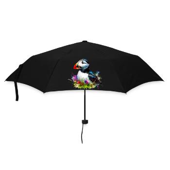 Papageitaucher - Regenschirm (klein) - Schwarz - Vorne