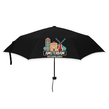 Niederlande Reise National Holzschuh Familie - Regenschirm (klein) - Schwarz - Vorne