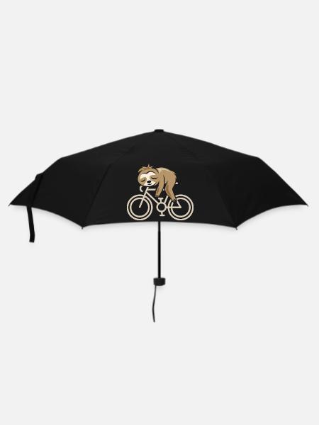 Fahrrad Faultier Rennrad Gravel Comic Cartoon Logo - Regenschirm (klein) - Schwarz