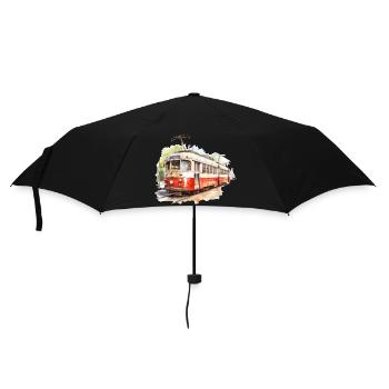 Straßenbahn Retro - Regenschirm (klein) - Schwarz - Vorne