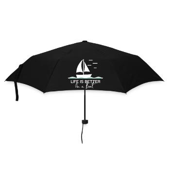 Life is better on a boat sailing yacht harbour - Umbrella (small) - black - Front