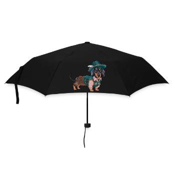 Bavarian Dachshund Red White Shirt Traditional Costume Bavaria - Umbrella (small) - black - Front