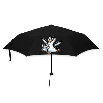Penguin mother and child frolicking - Umbrella (small) - black - Front