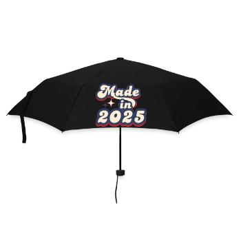 Hergestellt im Jahr 2025 Retro - Regenschirm (klein) - Schwarz - Vorne