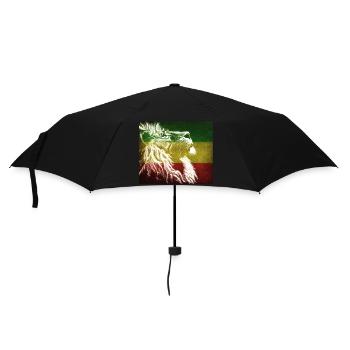Reggae Löwenflagge Kunst - Regenschirm (klein) - Schwarz - Vorne