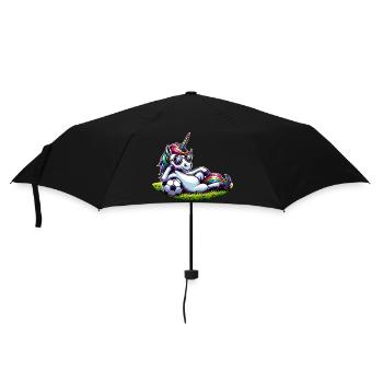 Einhorn Fußball Regenbogen Lässig Sonnenbrille - Regenschirm (klein) - Schwarz - Vorne