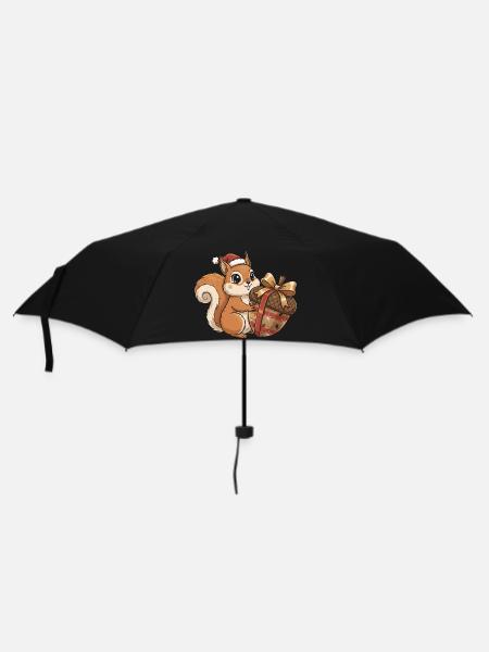 Winterfreude Eichhörnchen Geschenk - Regenschirm (klein) - Schwarz