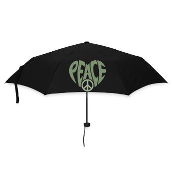 Peace Heart with Peace Typo - Umbrella (small) - black - Front