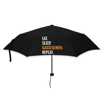 Hundefans Essen Schlafen Gassi Gehen Repeat - Regenschirm (klein) - Schwarz - Vorne